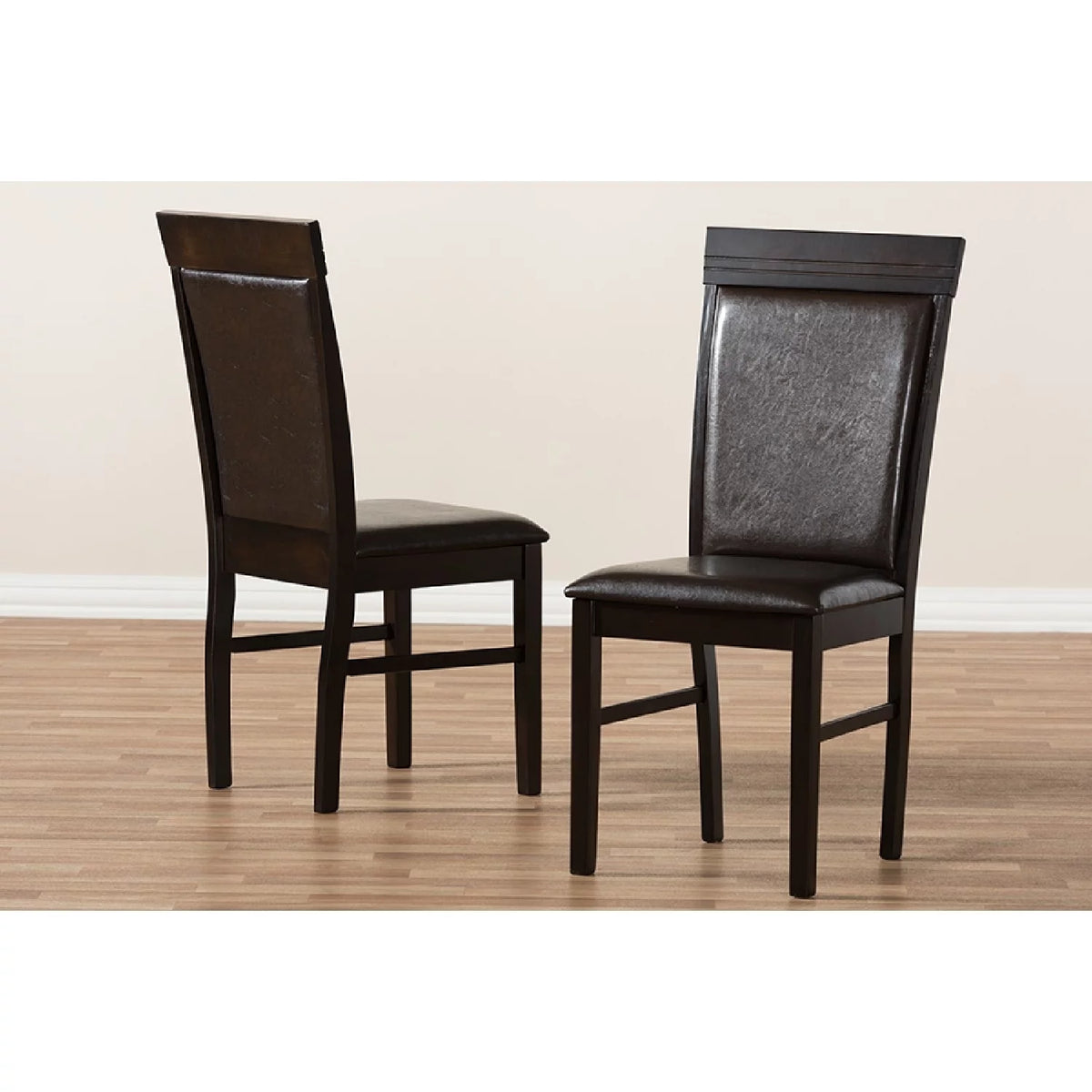 Dark Brown Faux Leather Dining Chair Set of 2 E52861