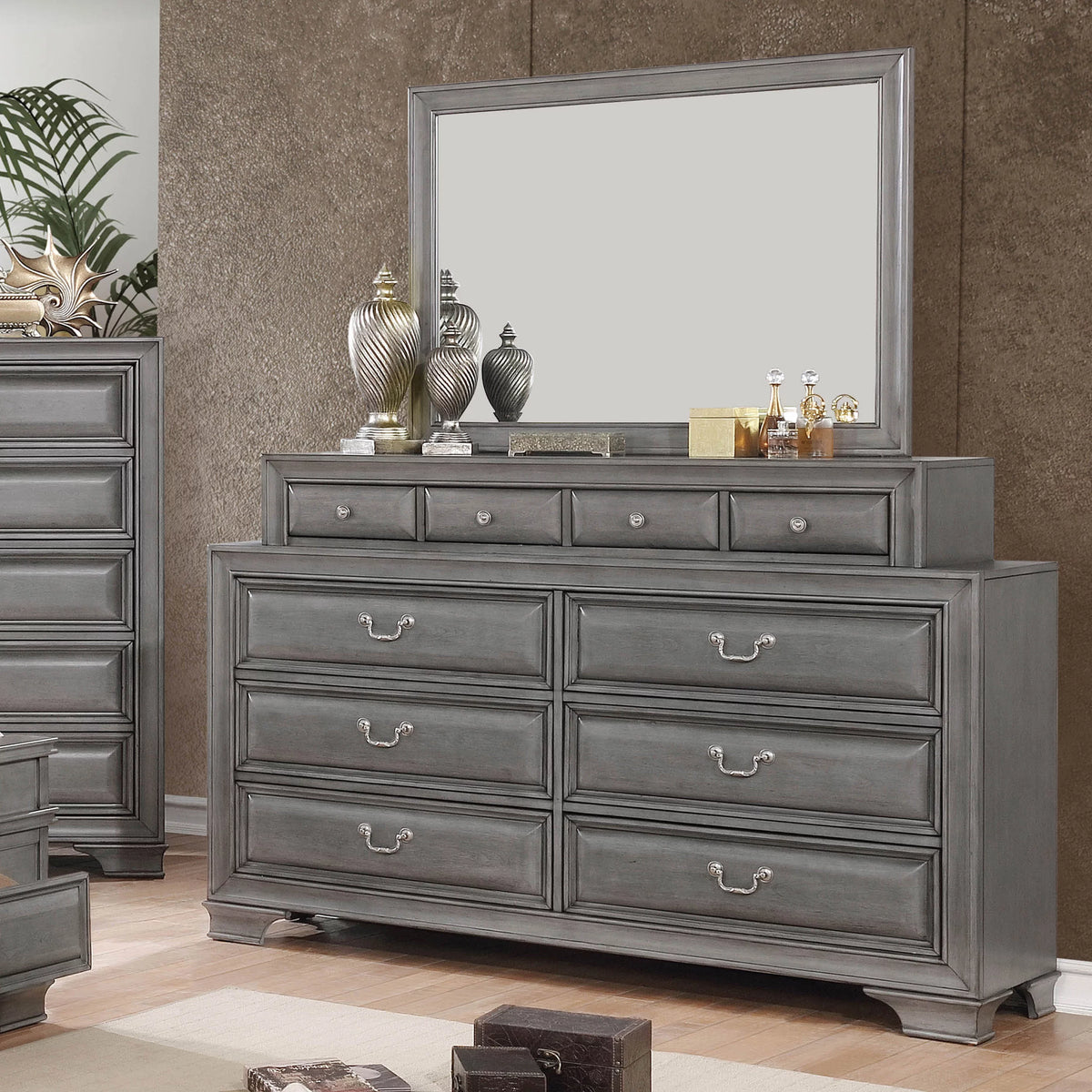 Gray 2-Piece Dresser and Mirror Set V469055