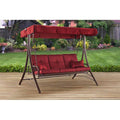Red 3-Seat Canopy Porch Swing Bed D400