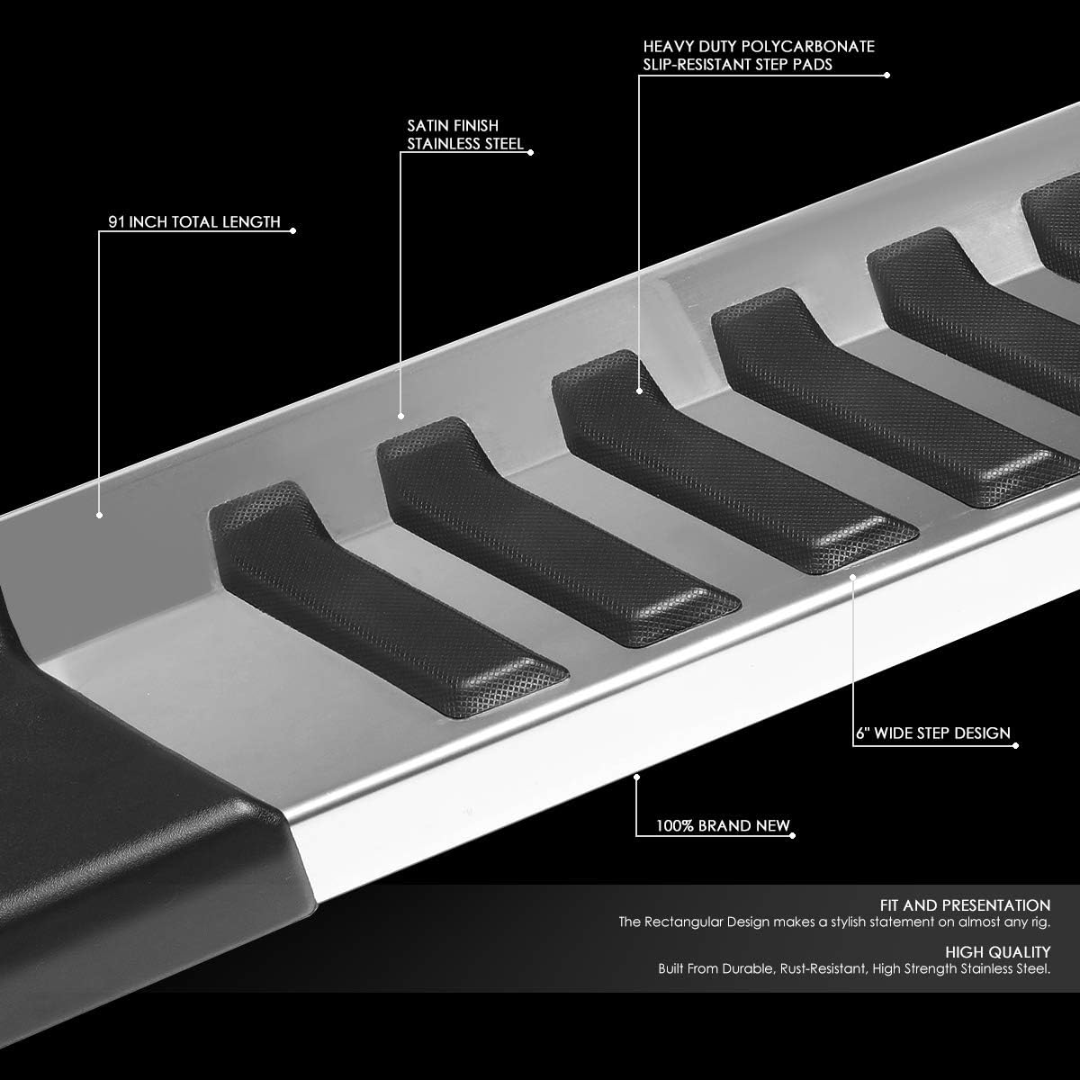 6 Inches Stainless Steel Side Step Nerf Bar Running Boards V47863
