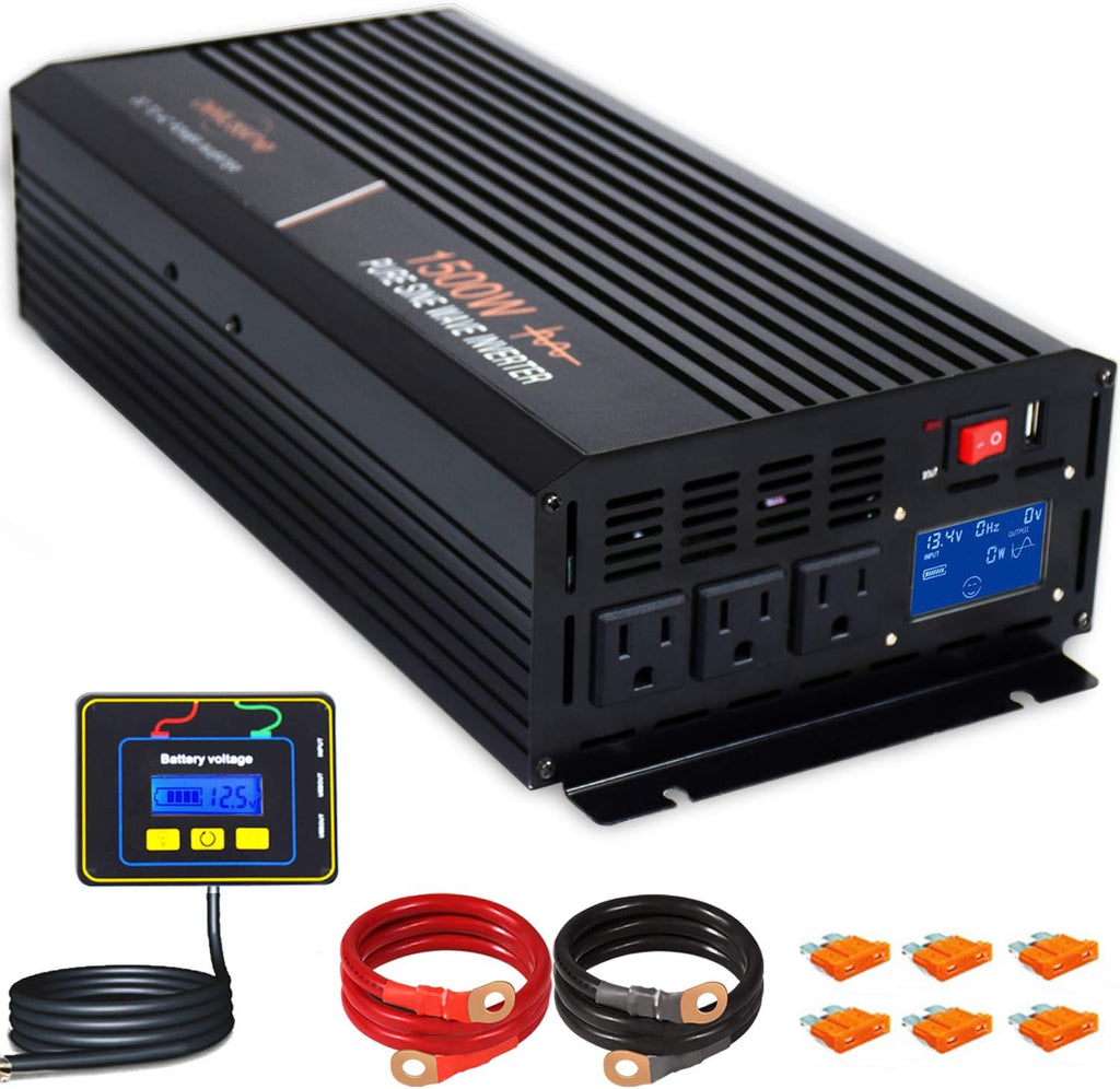 1500 watt Pure Sine Wave Inverter 24v dc to ac 110v 120v with LCD Display Pack of 2 G819701