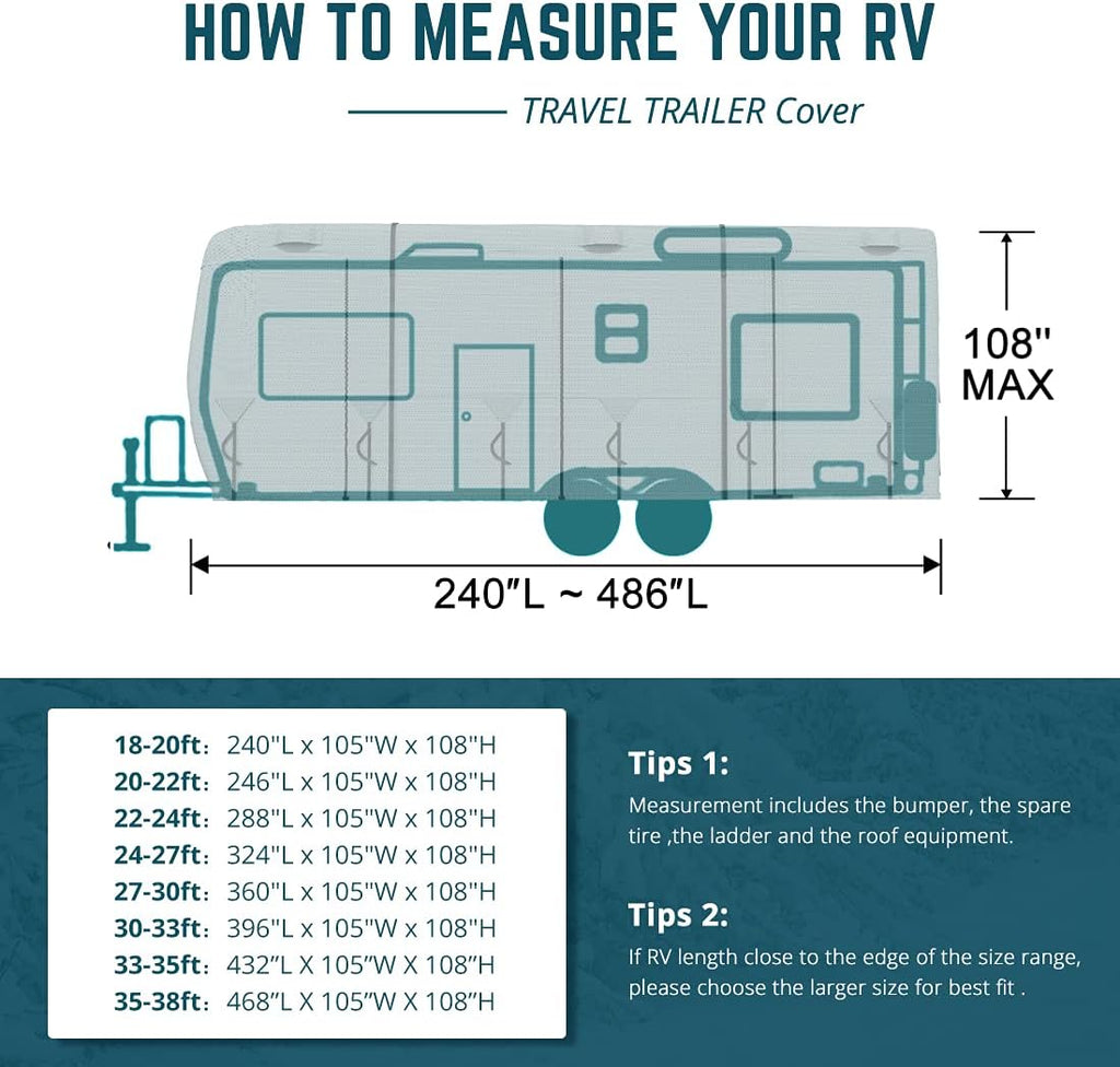 5 Layers Water-Proof RV Cover 24-27ft with Straps & Tire Covers E843485