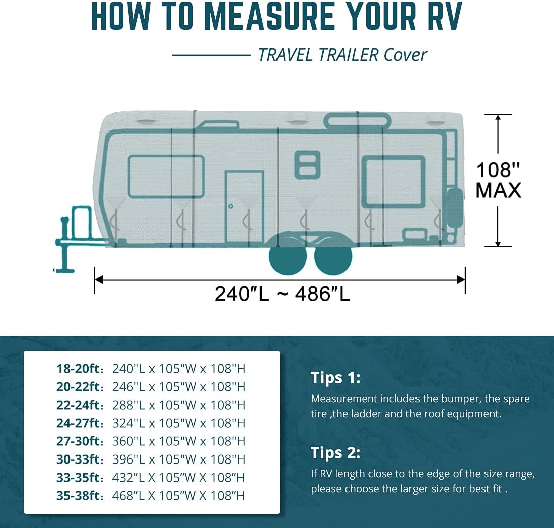 5 Layers Water-Proof RV Cover 24-27ft with Straps & Tire Covers E843485