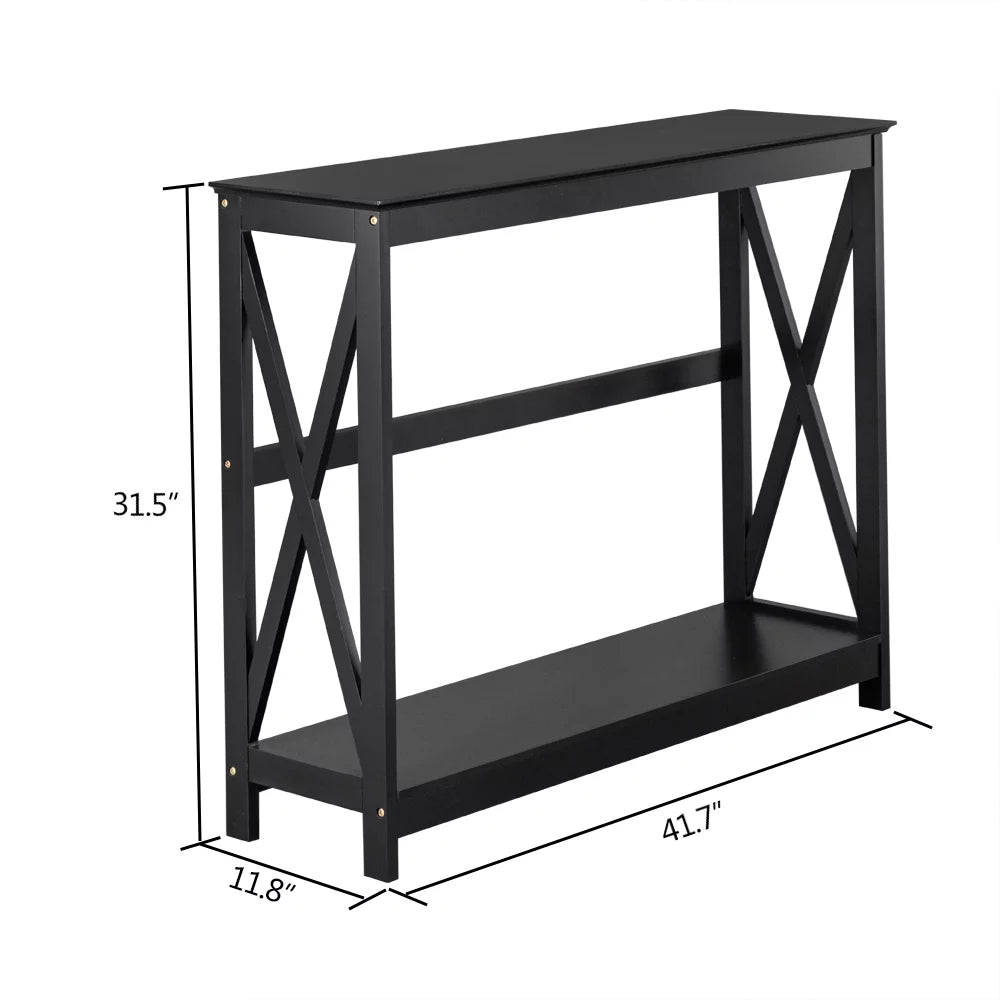 Black 2 Tier Console Table D7557