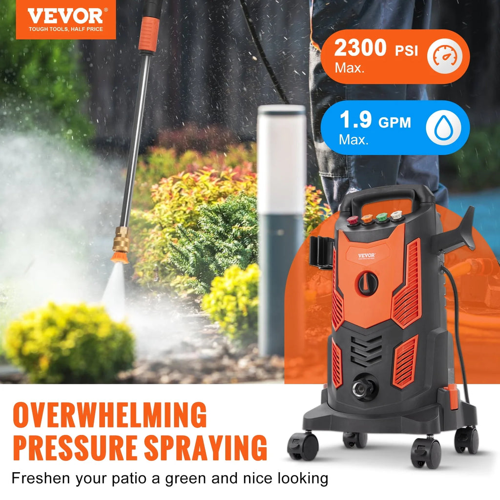 Electric Pressure Washer 2300 PSI 1.9 GPM Cold Water Wheeled J91784