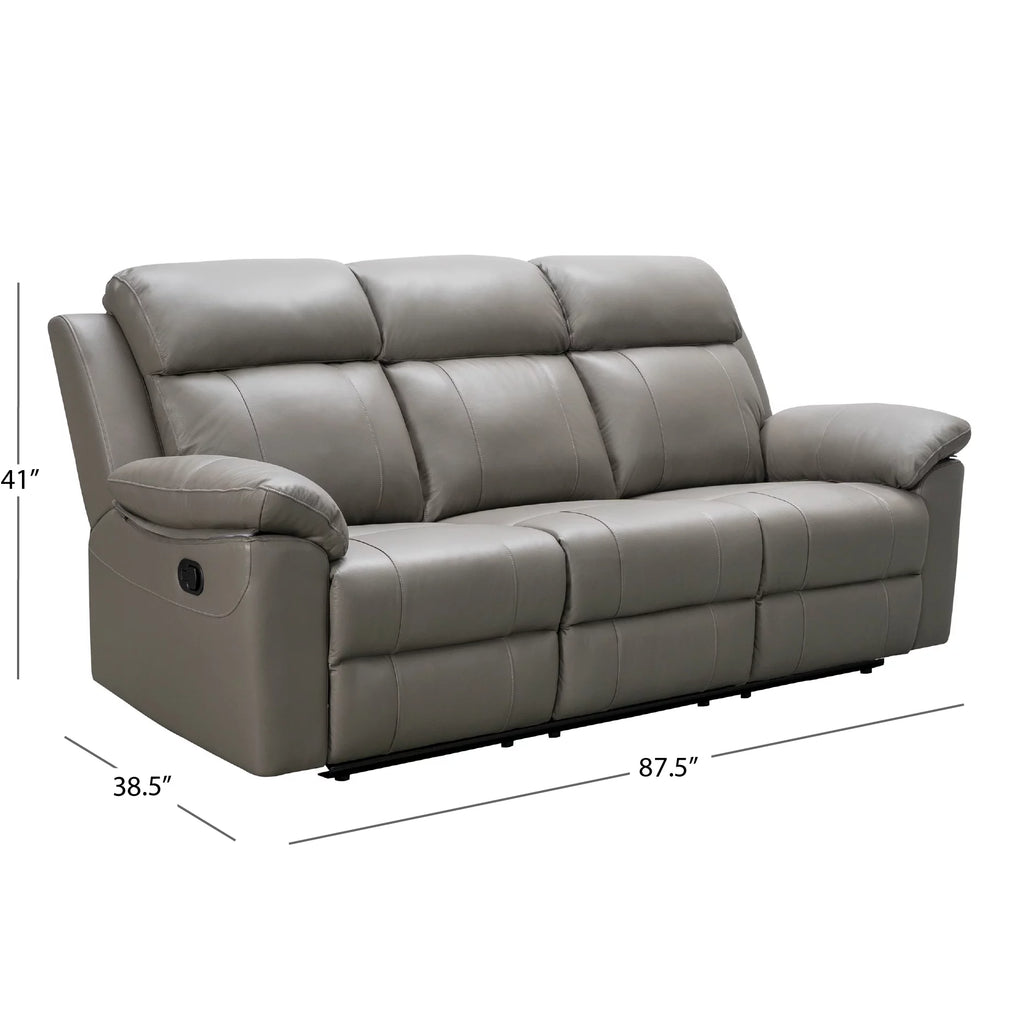 Gray Top Grain Leather Reclining Sofa Set W4024