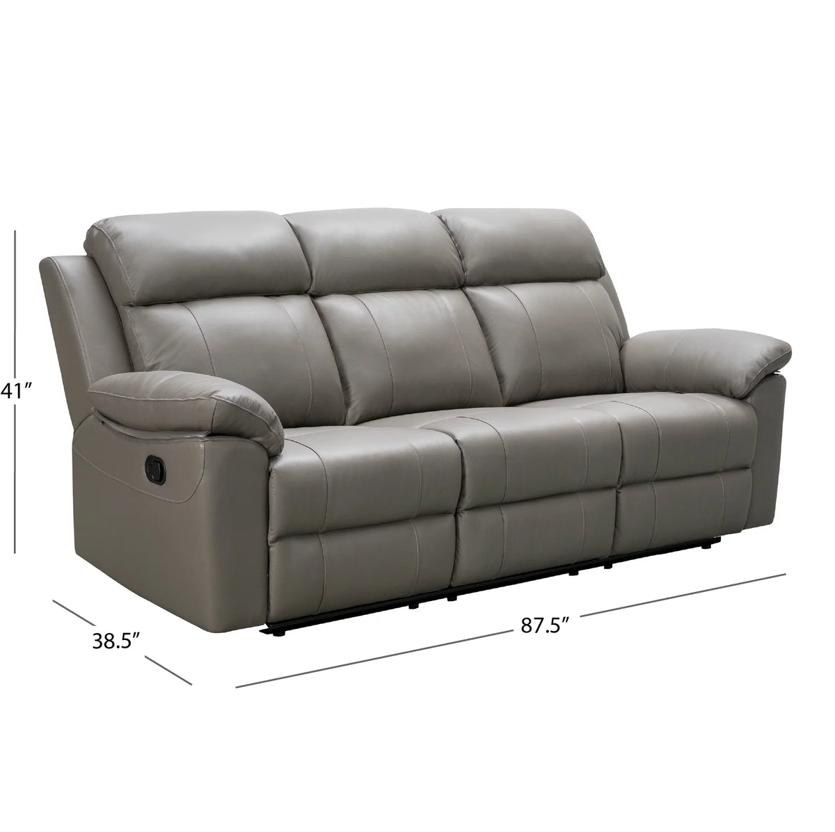 Gray Top Grain Leather Reclining Sofa Set W4024