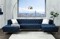 Navy Blue Velvet U-Shaped Sectional Sofa S624154