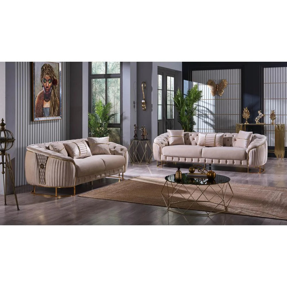 Beige Loveseat P9980