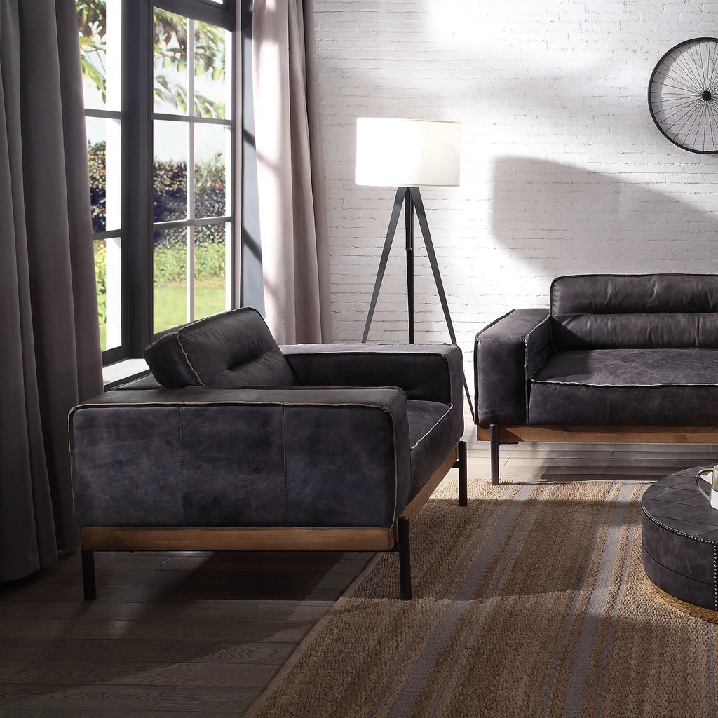 Square Arm Tufted Accent Chair in Antique Ebony O6987