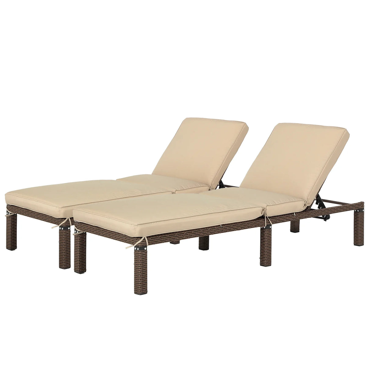 Rattan Wicker Chaise Lounge Chair with Adjustable Backrest & Cushion, Set of 2 K911