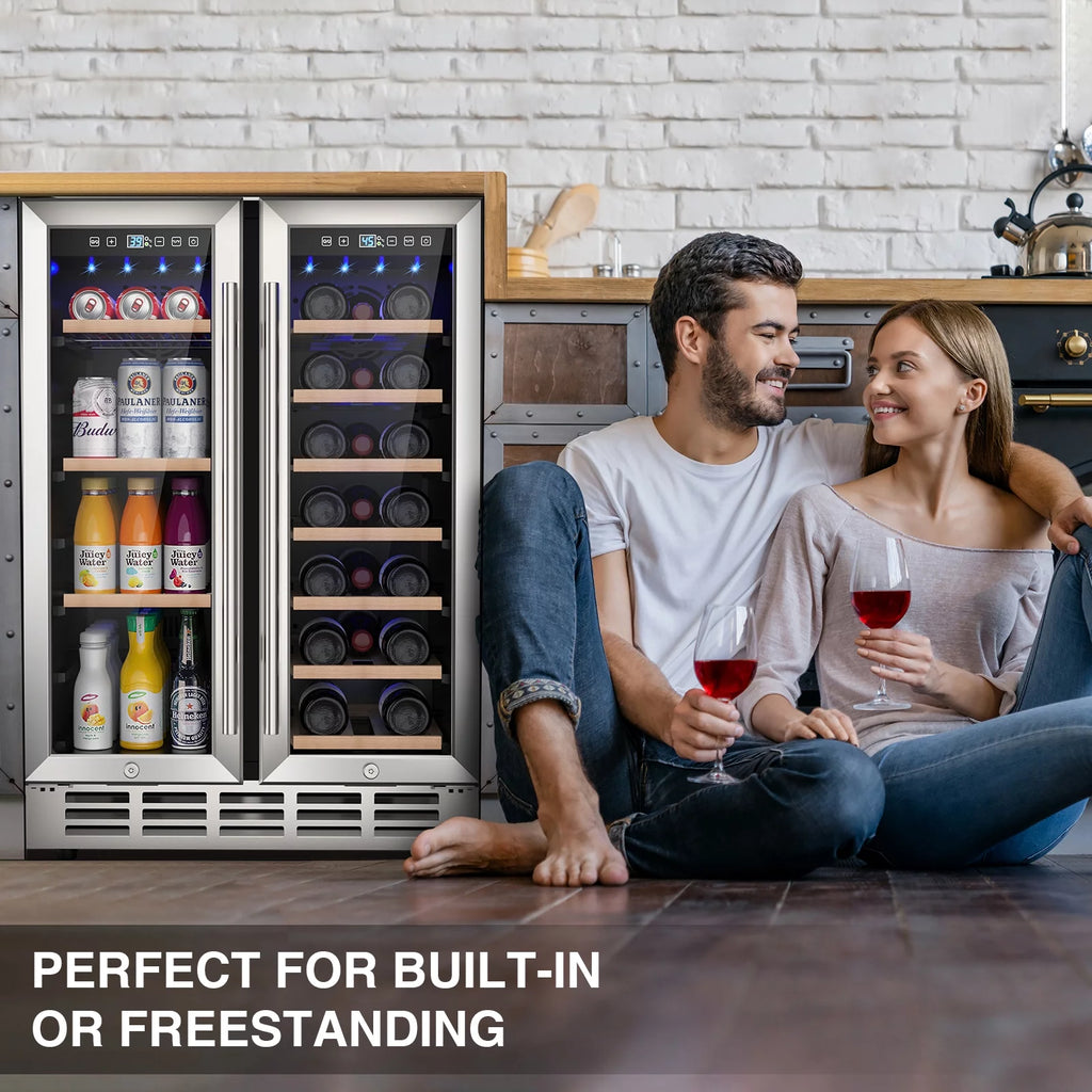 Beverage Refrigerator and Wine Cooler, Dual Zone 24 inch Built-in 20 Bottles 57 Cans K27026
