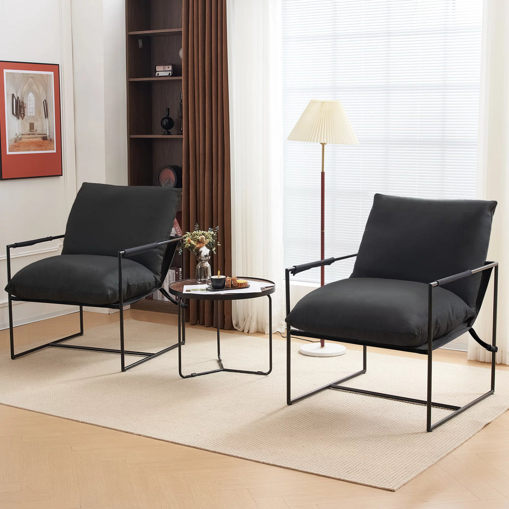 Black Sling Accent Chair Set of 2 V1429