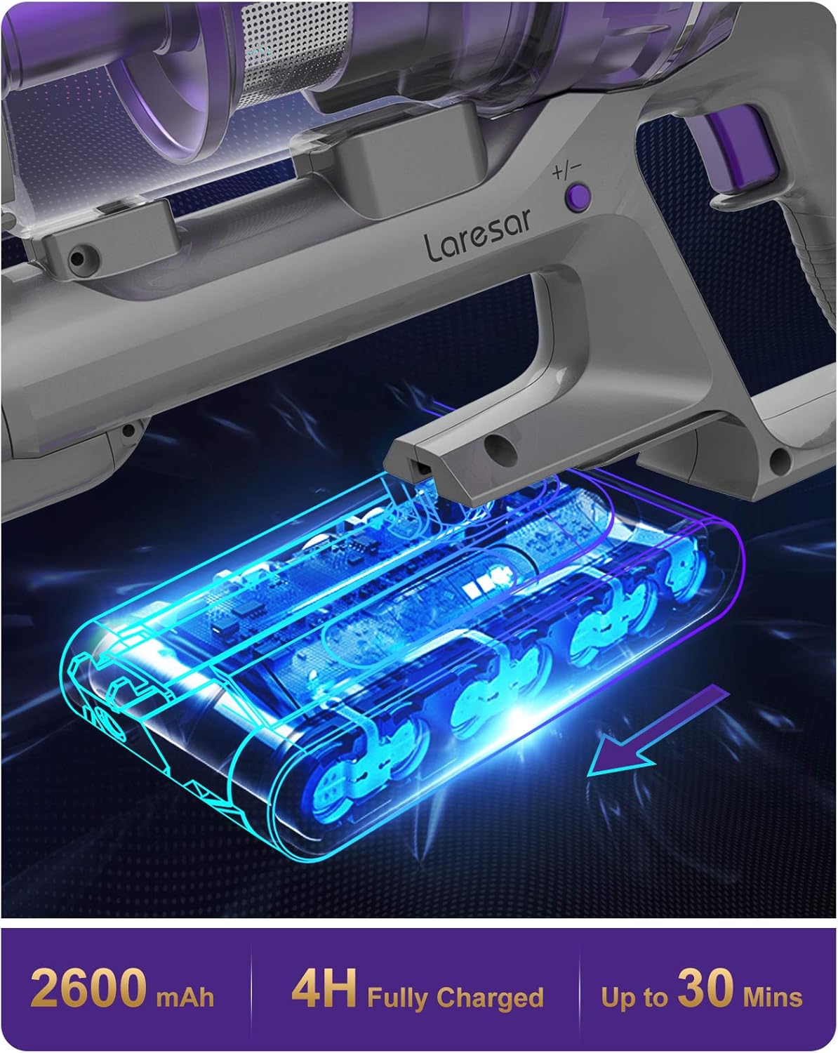 Cordless Vacuum Cleaner, 26KPA Stick Vacuum with Detachable Battery E95798