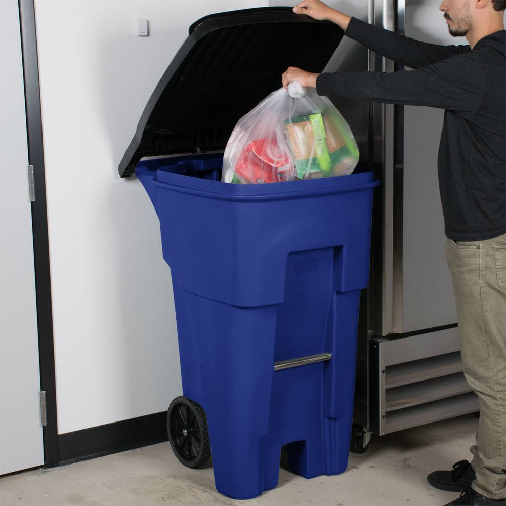 65 gal. Blue Rectangular Trash Can W1176