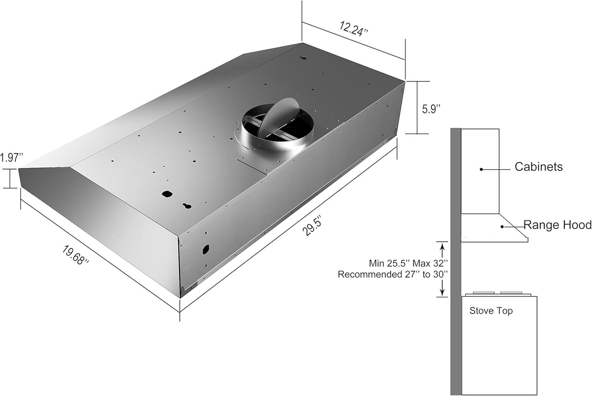 36 inch 900 CFM Slim Stainless Steel Under Cabinet Range Hood L35843