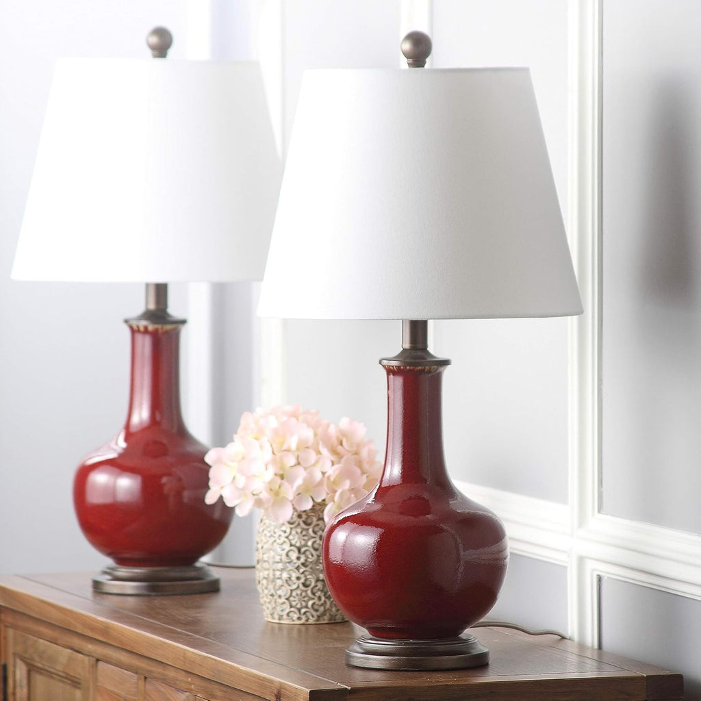 Red Ceramic Table Lamp Set of 2 W4647