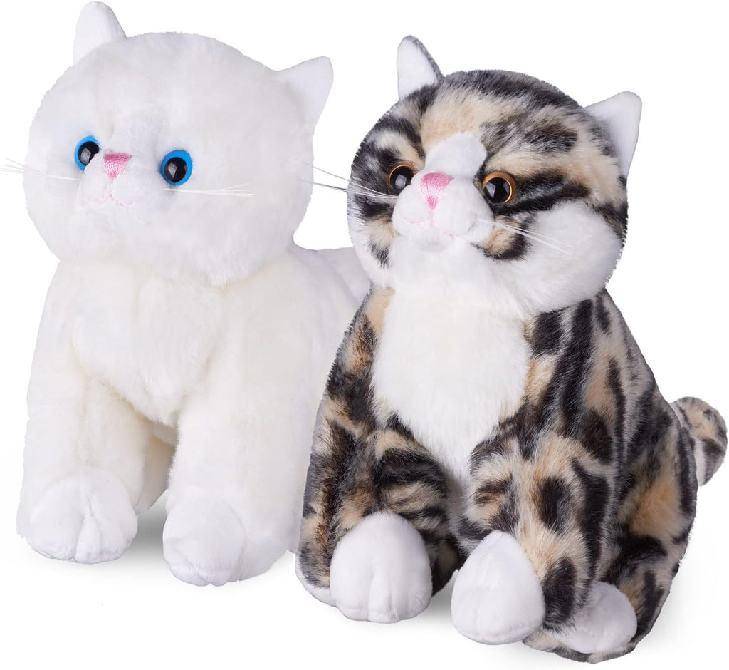 White 3 Pcs Mini Plush Cat Toy Set C9947