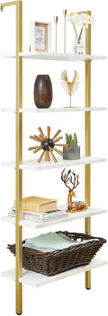 5-Tier Wall-Mounted Bookshelf with Metal Frame W8674