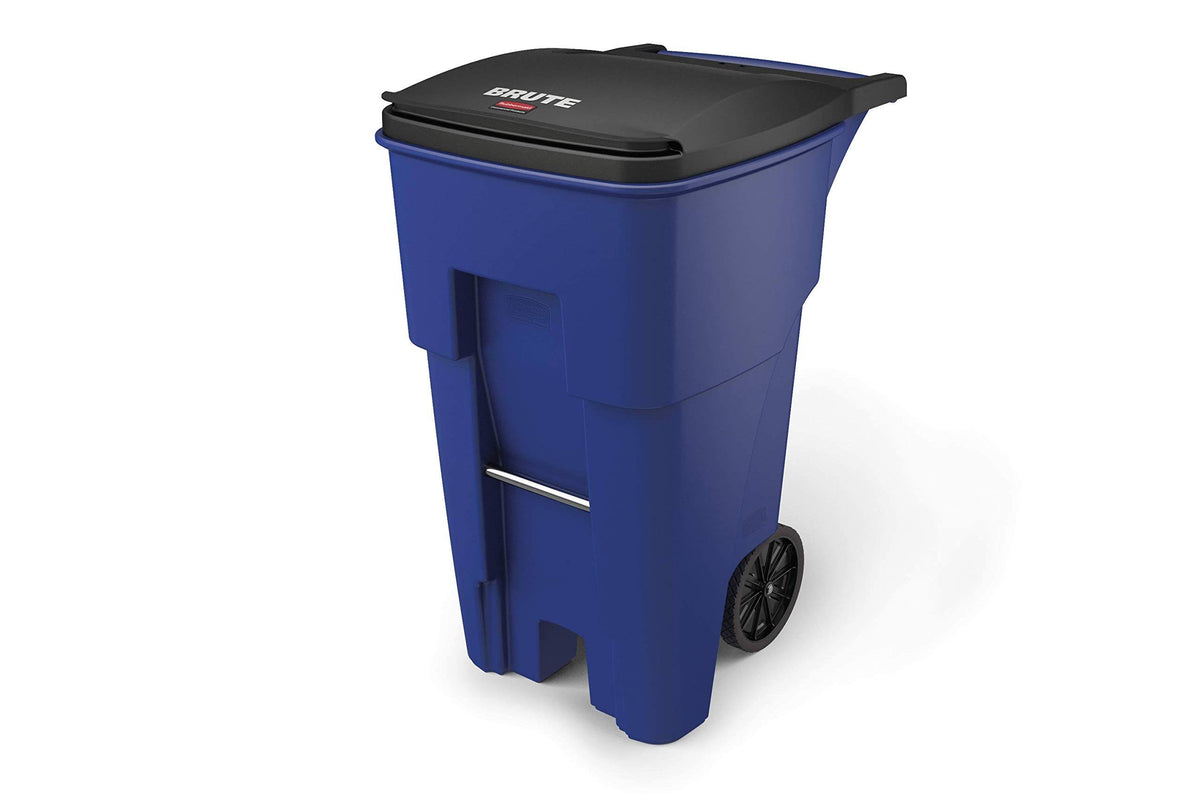 65 gal. Blue Rectangular Trash Can W1176