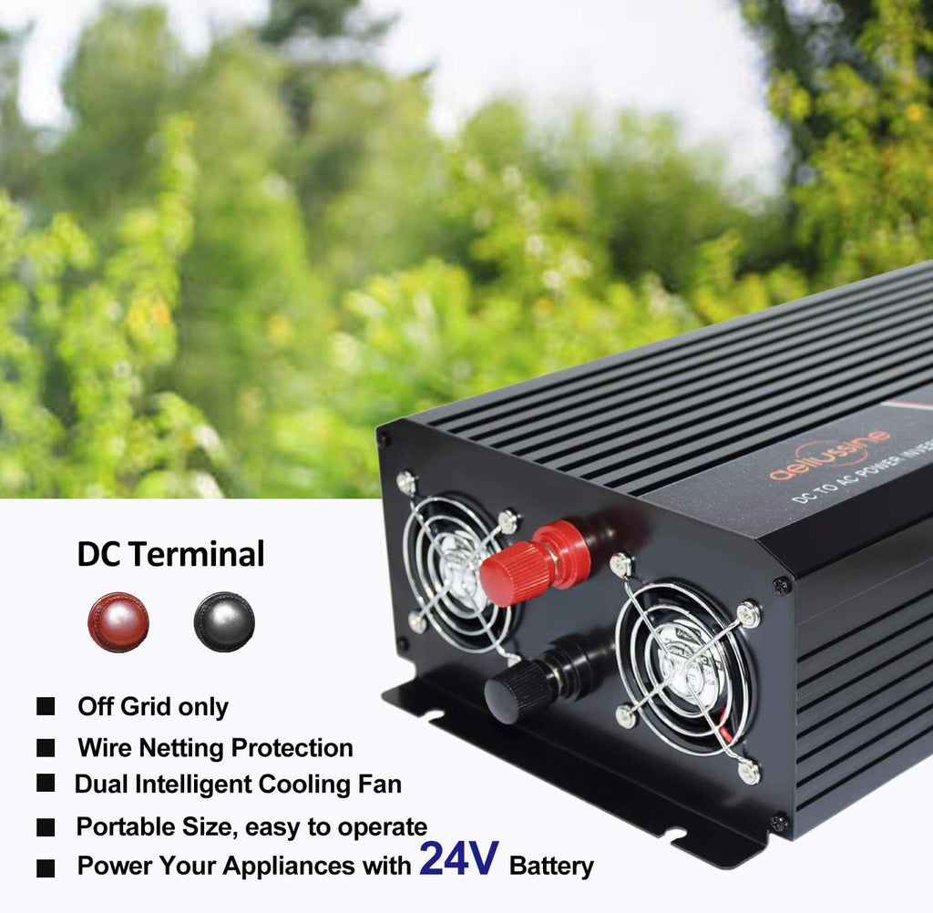 1500 watt Pure Sine Wave Inverter 24v dc to ac 110v 120v with LCD Display Pack of 2 G819701