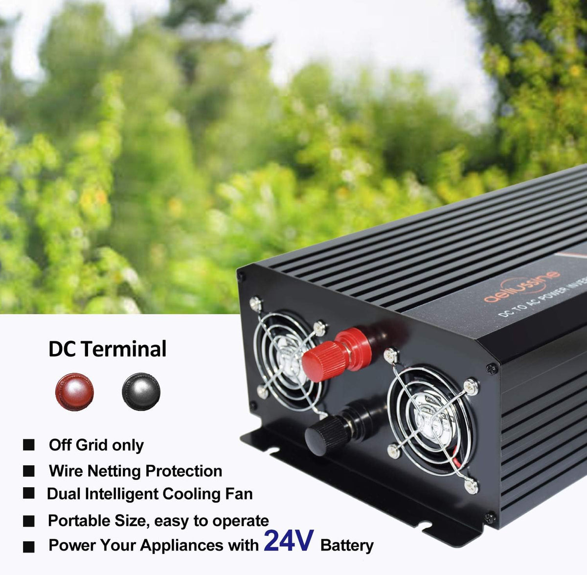 1500 watt Pure Sine Wave Inverter 24v dc to ac 110v 120v with LCD Display Pack of 2 G819701