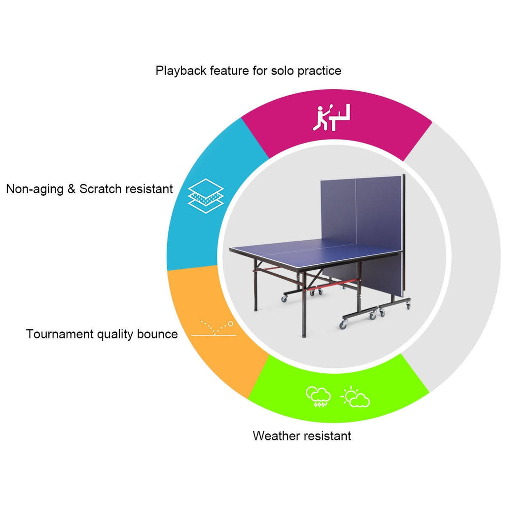 Foldable Table Tennis Table with Locking Casters W7571