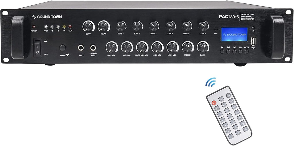 360W 6-Zone 70V/100V Commercial Power Amplifier with Bluetooth K907
