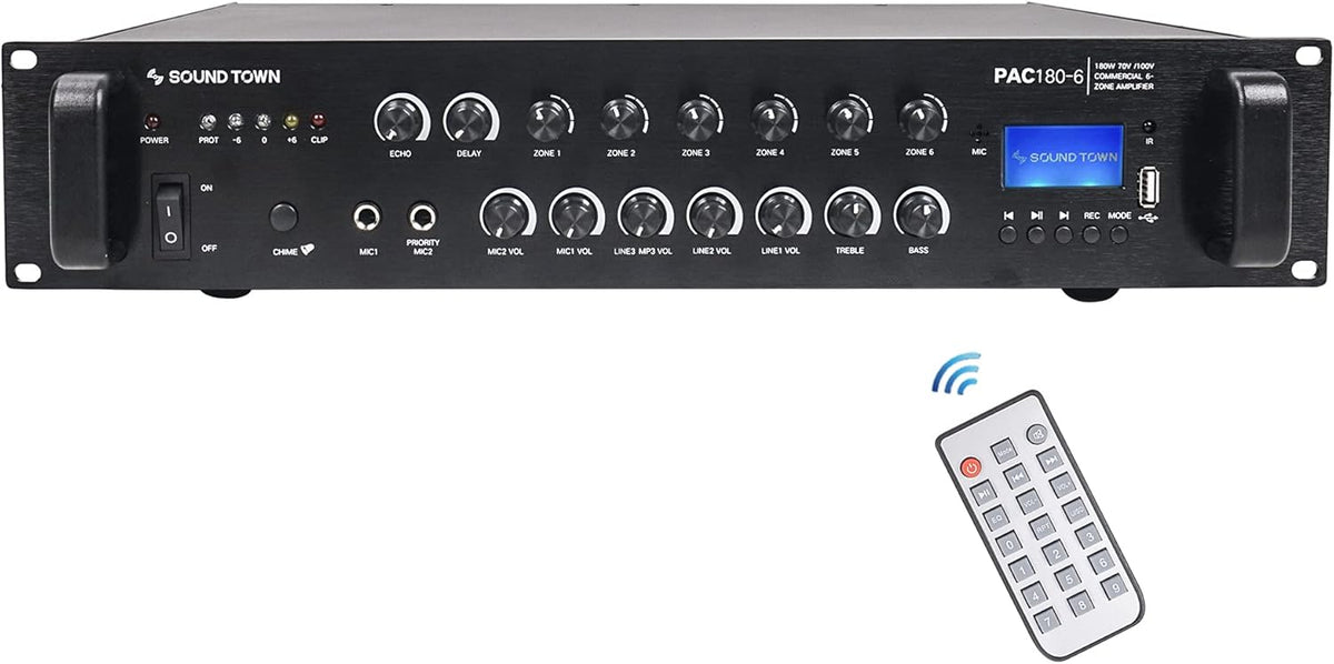 360W 6-Zone 70V/100V Commercial Power Amplifier with Bluetooth K907