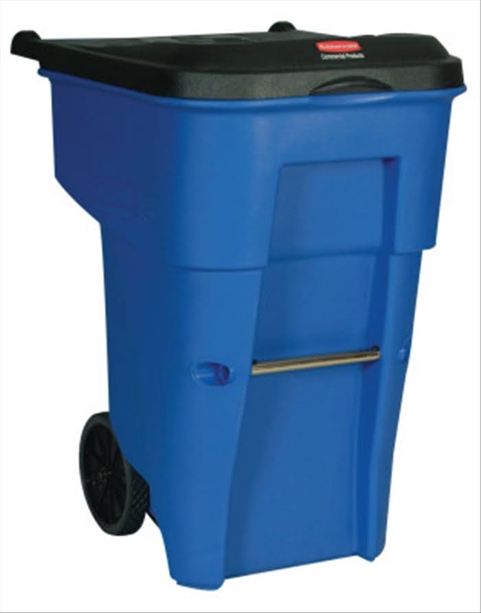 65 gal. Blue Rectangular Trash Can W1176