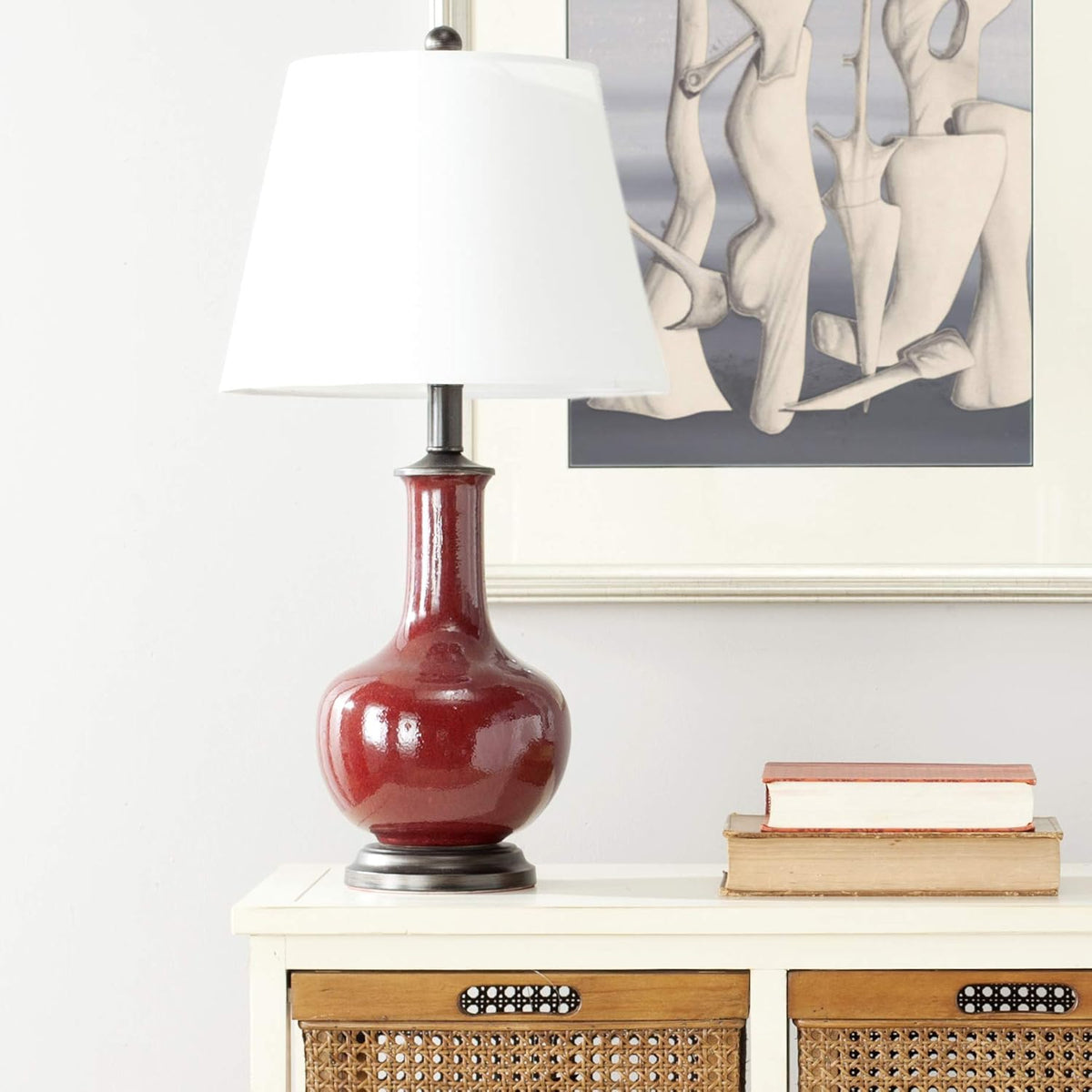 Red Ceramic Table Lamp Set of 2 W4647