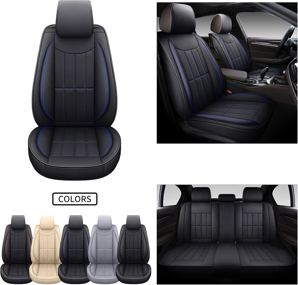 Leather Car Seat Covers Universal Fit Full Set Gray Q90137