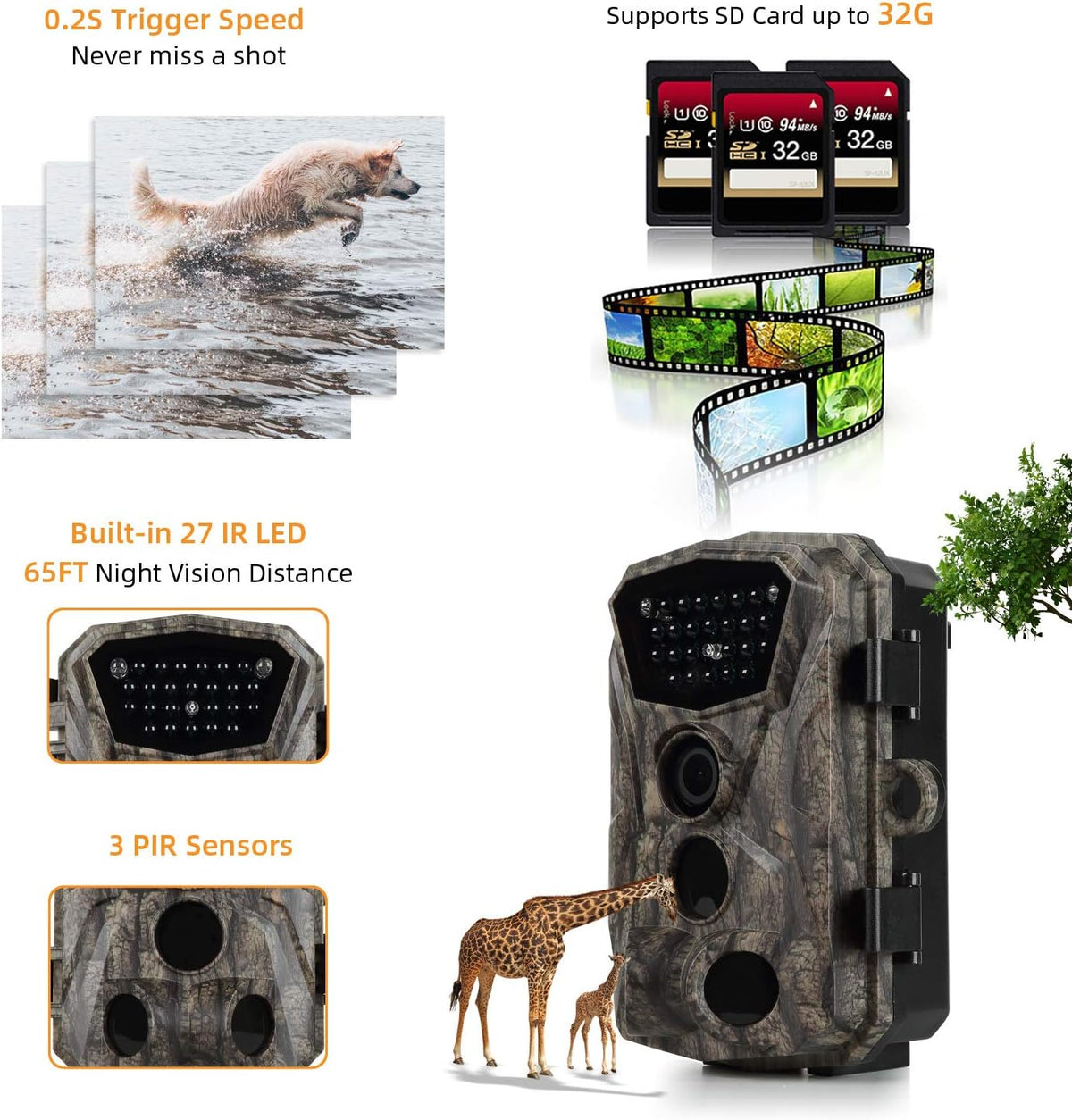2 Pack 18MP 1080P Trail Game Camera with Night Vision K485165