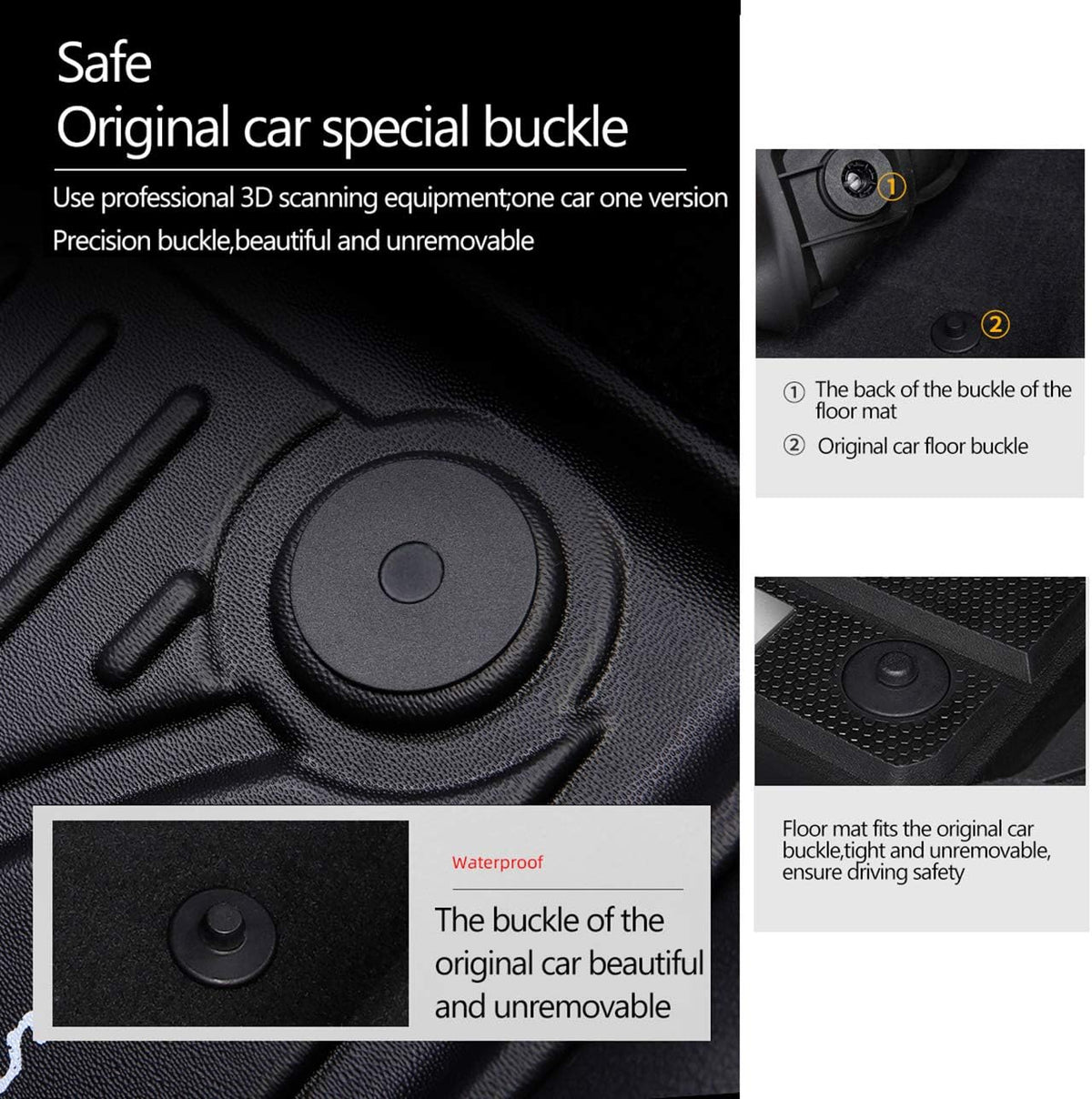 Heavy Duty Trunk Floor Mats for Hyundai Palisade 7 Seats 8 Seats Black O6030