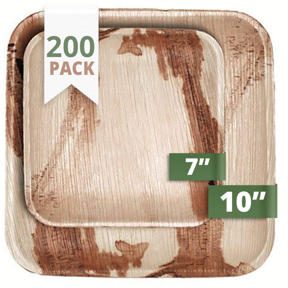 Square Palm Leaf Plates Set 200 Pack P624579