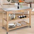 Moveable Kitchen Cart with Stainless Steel Top T56929