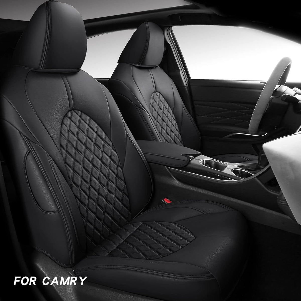 Full Coverage Faux Leather Car Seat Covers Full Set Beige Q429561