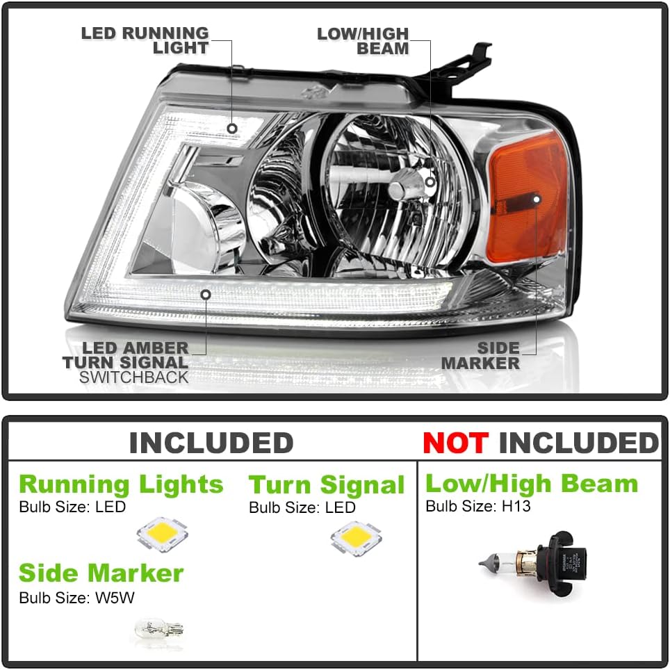 Chrome LED Headlights Pair U91827