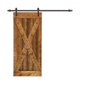 84 in. Walnut Stained Wood Interior Sliding Barn Door with Hardware Kit Y179