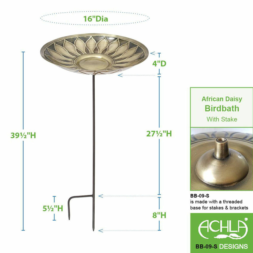 Brass Birdbath with Stake K98513