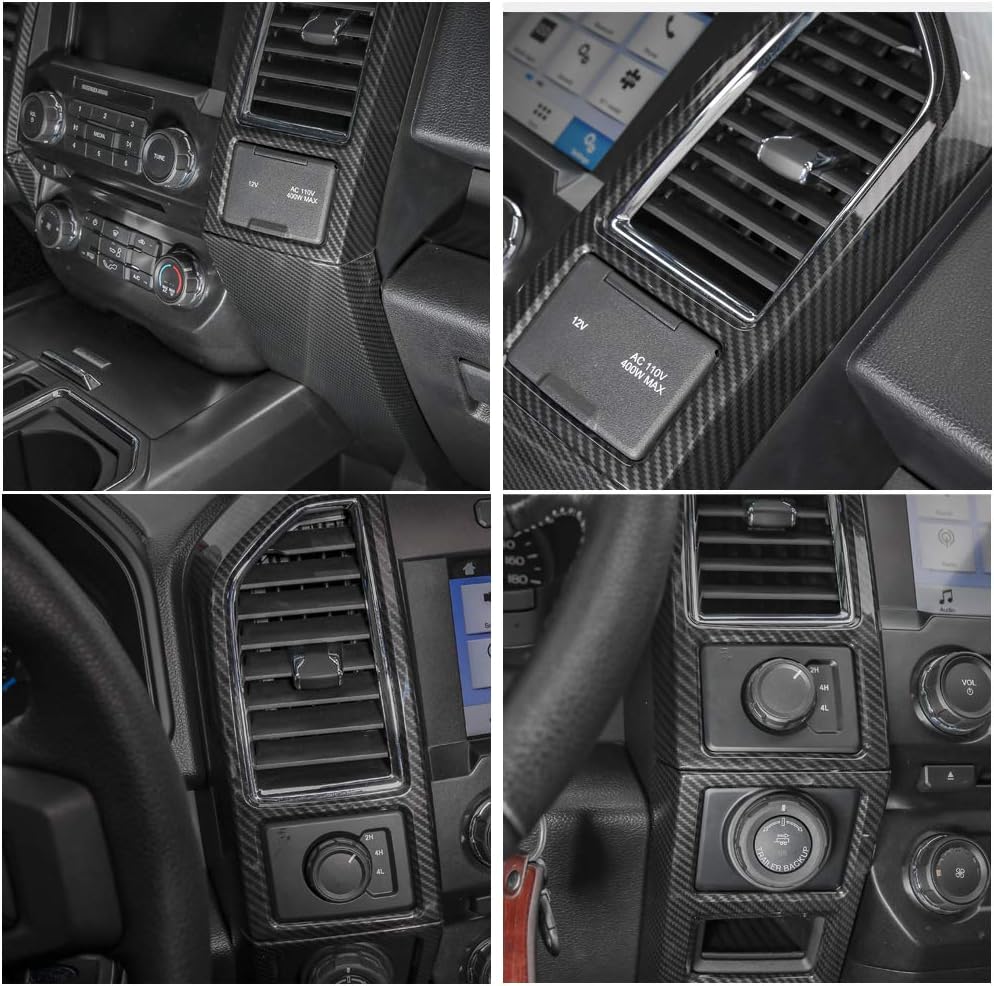 Carbon Fiber Central Console Air Conditioner Panel Trim 5pcs P77376