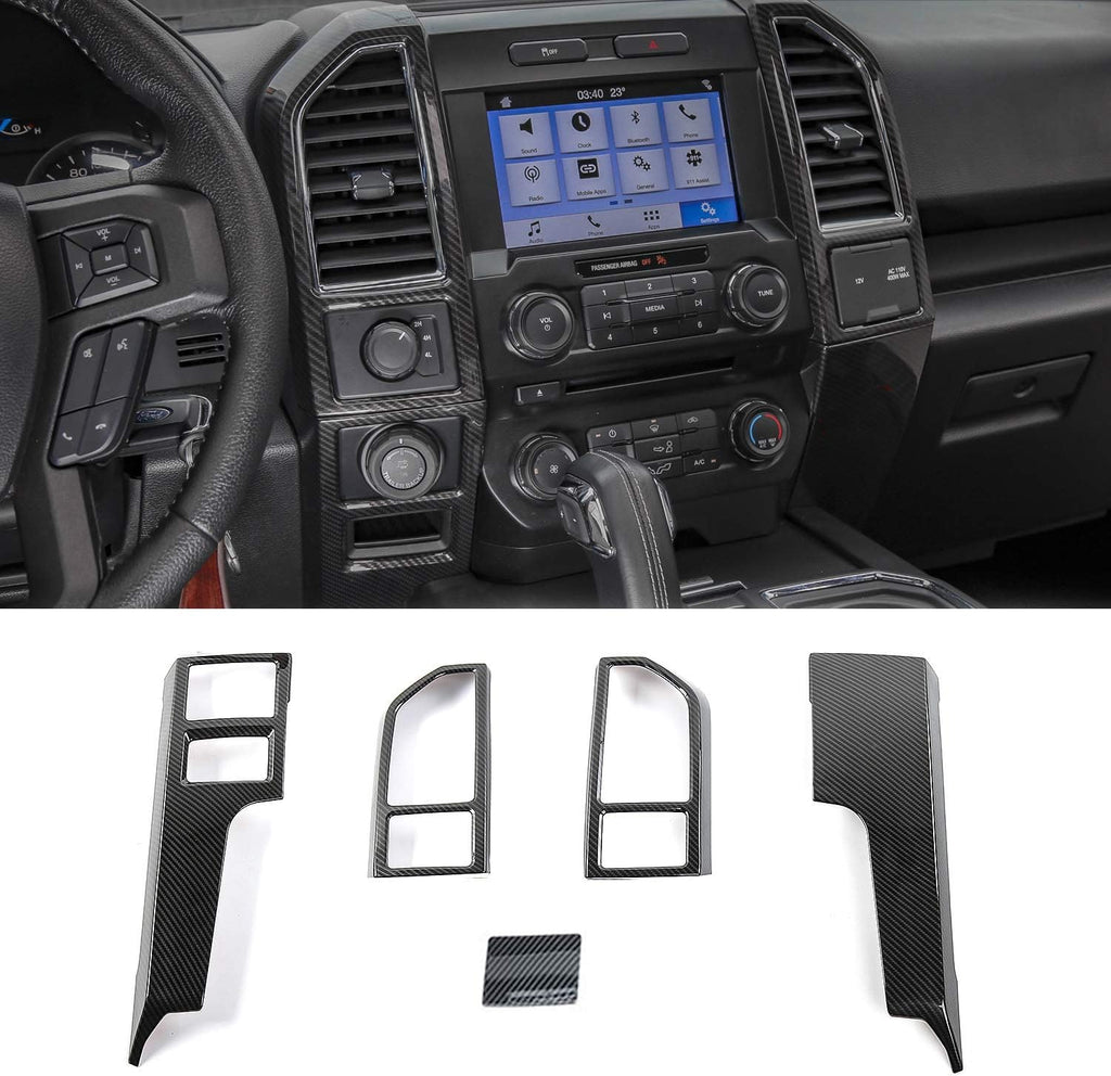 Carbon Fiber Central Console Air Conditioner Panel Trim 5pcs P77376