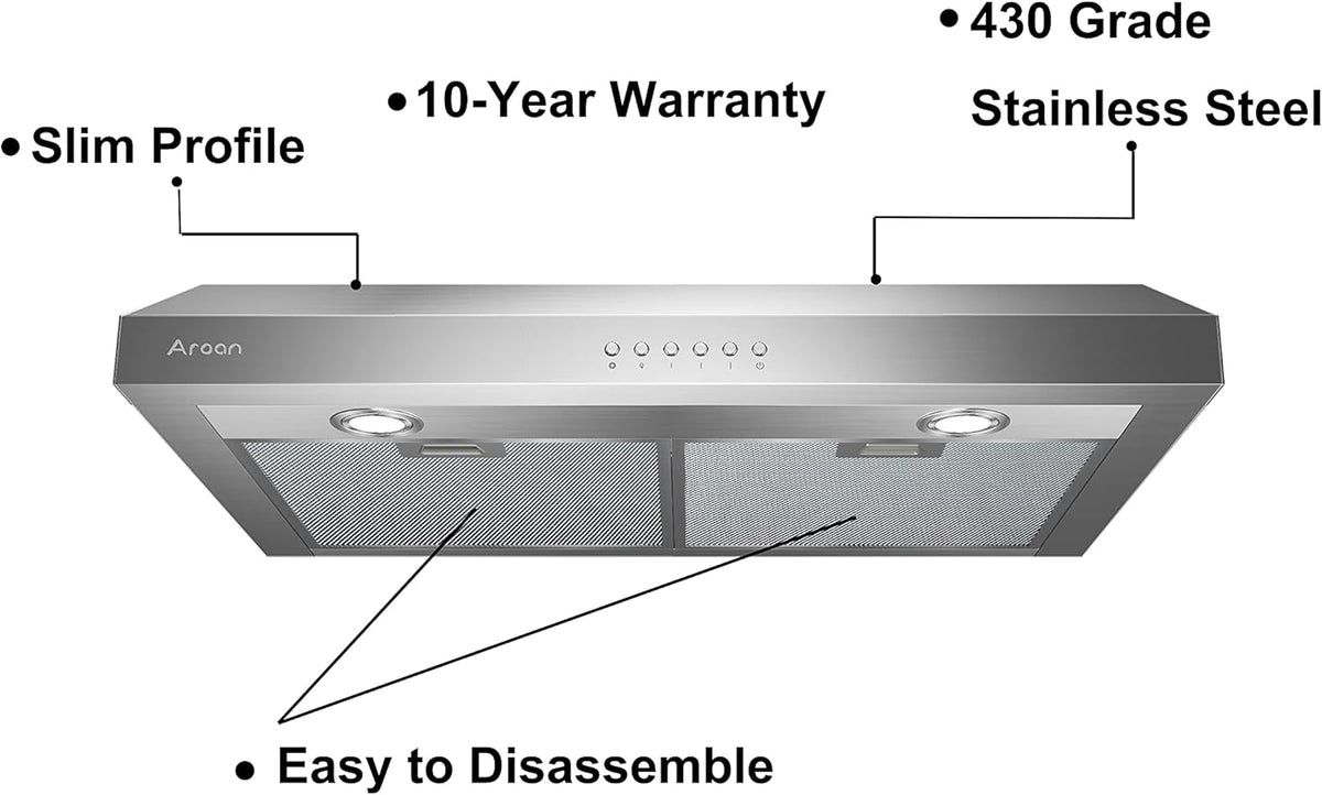 36 inch 900 CFM Slim Stainless Steel Under Cabinet Range Hood L35843