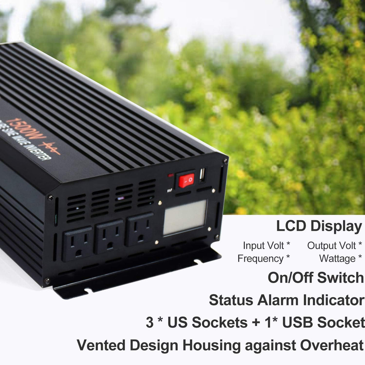 1500 watt Pure Sine Wave Inverter 24v dc to ac 110v 120v with LCD Display Pack of 2 G819701