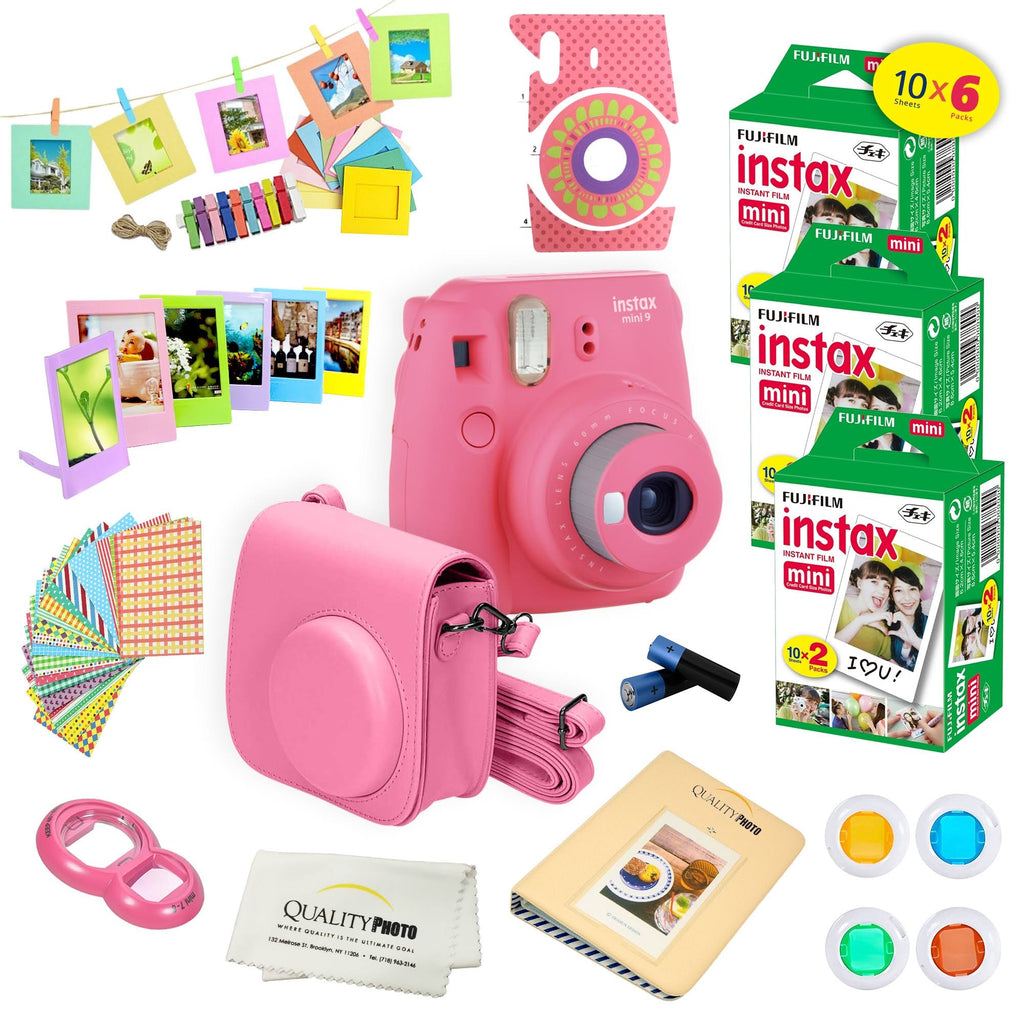 Flamingo Pink Instant Camera with 60 Pack Instant Films P923