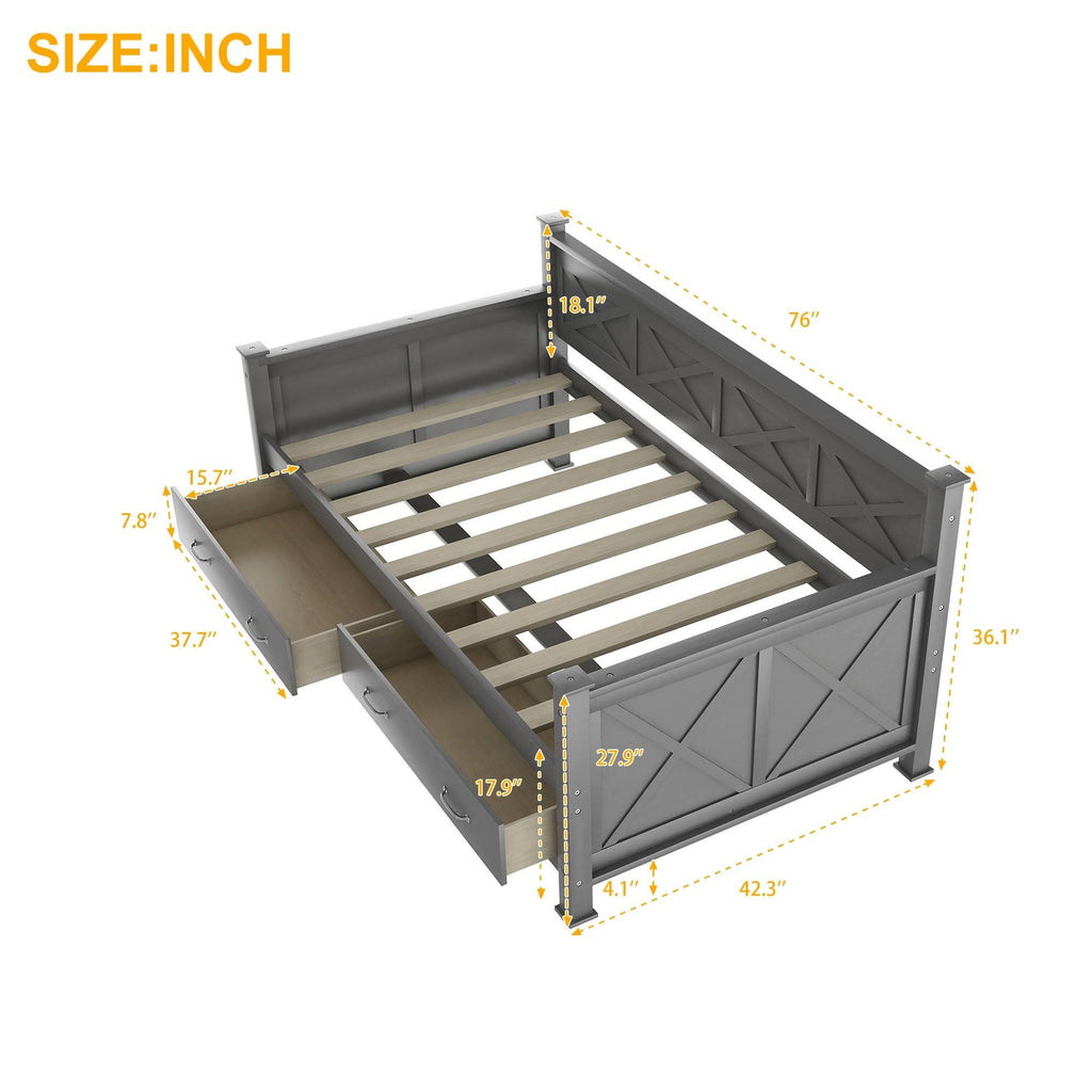 Twin Size Daybed with 2 Drawers E10745