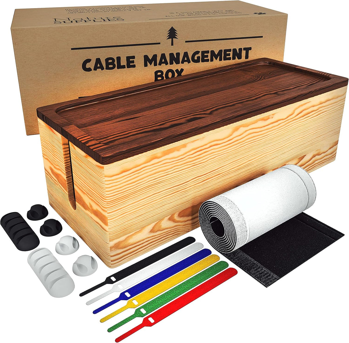 Dark Brown Wood Cable Management Box Set of Two E479