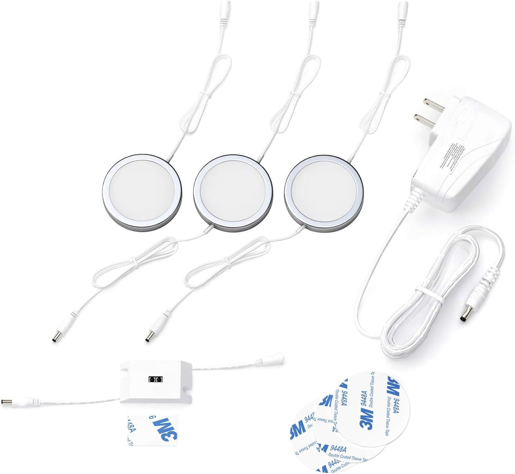Under Cabinet Puck Lights with Hand Wave Sensor, Dimmable, Pack of 12, Cool White B5541