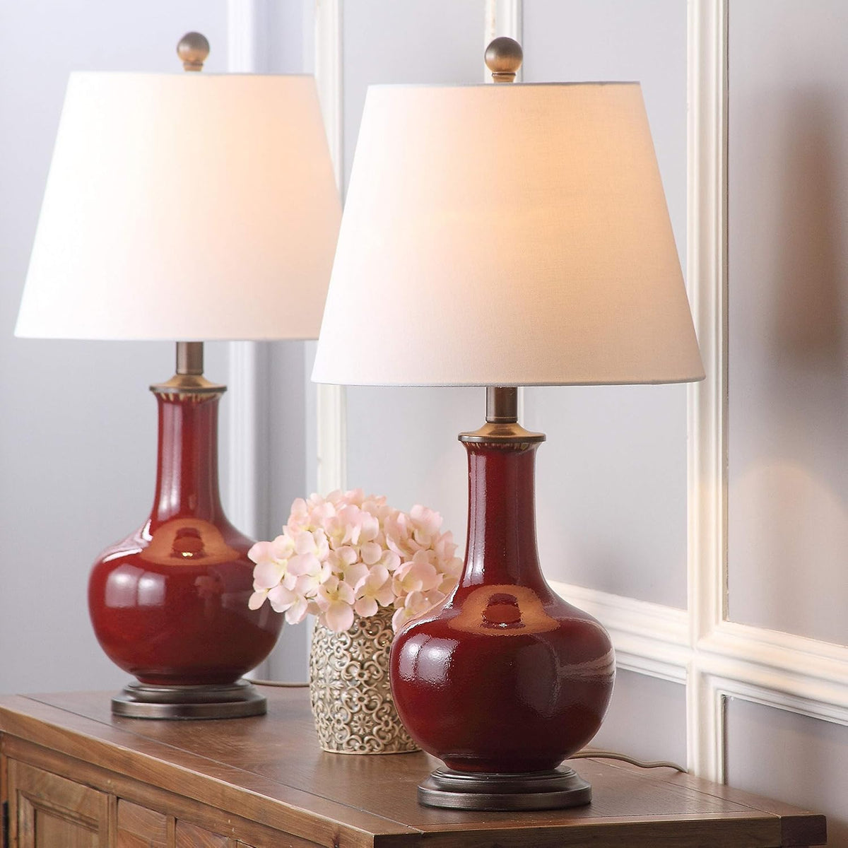 Red Ceramic Table Lamp Set of 2 W4647