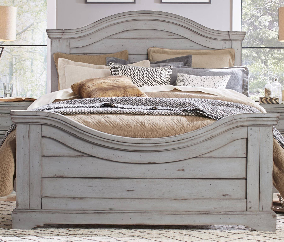 Antique Gray Queen Panel Bed N2738